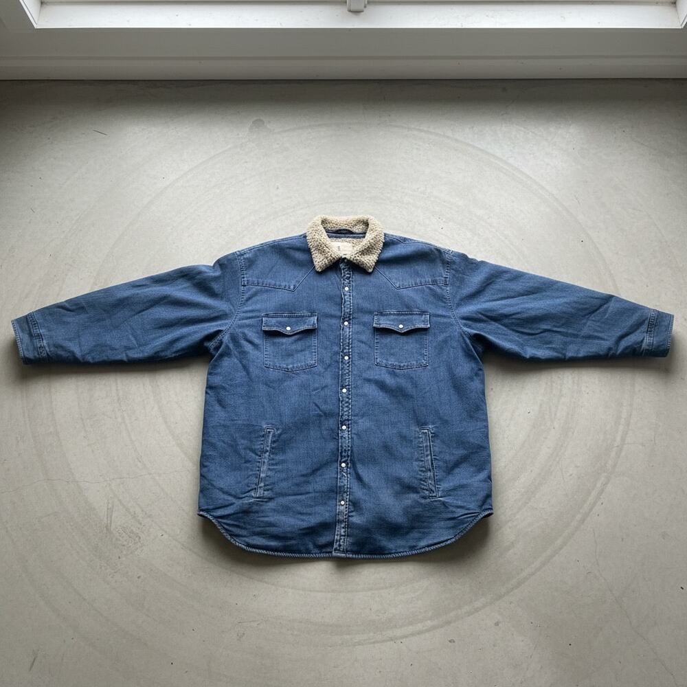 Mutual‎ Weave 3XLT Sherpa Lined Denim Shirt Jacket Snap Front Blue